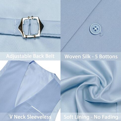 YOHOWA Men's Formal Suit Vest and Tie Set Business Casual Waistcoat Solid Colors Wedding Western Tuxedo Vest V-Neck in Saudi Arabia