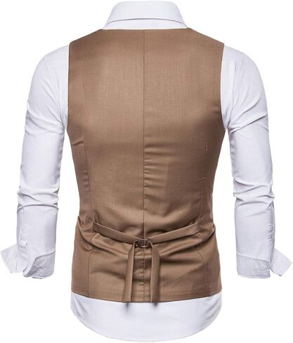 MllesReve Men's Slim Fit Waistcoat U Neck Double Breasted Suit Vest in Kuwait
