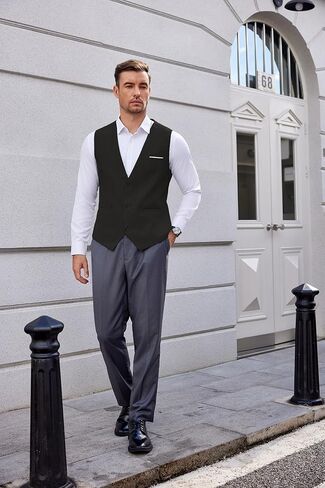 COOFANDY Men's Suit Vest V-Neck Casual Business Vests Lightweight Slim Fit Formal Dress Waistcoat for Wedding Party in Kuwait