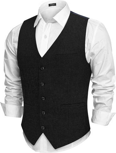COOFANDY Men Casual Suit Vest Formal Dress Vest Slim Fit Waistcoat Business Wedding in Saudi Arabia