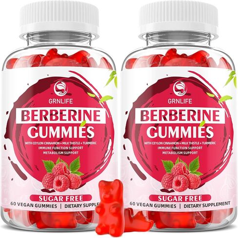 Berberine Gummies with Ceylon Cinnamon 1500mg High Potency Berberine HCL Supplement for Immune and Metabolism Support, Sugar Free Organic Berberine Gummies Strawberry Flavor - 60 Count in Saudi Arabia