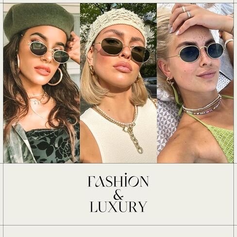 mosanana Trendy Retro Small Oval Sunglasses for Women 90s Metal Sun Glasses MS52476 in Kuwait