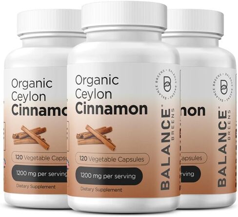 BalanceBreens معتمدة من Ceylon Cinnamon 1200mg ملحق - 120 كبسولات الخضار - دعم وظائف القلب والدماغ - لا يوجد حبوب حشو (حزمة 1) in Kuwait