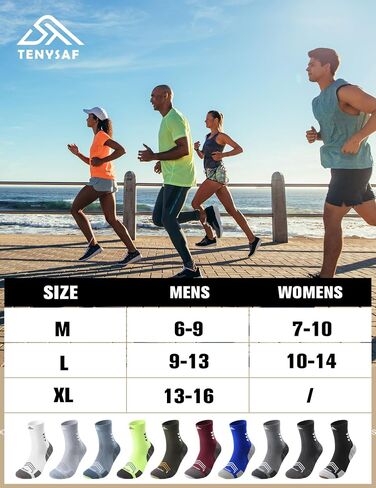 Compression Sport Running Socks: Athletic Crew Socks for Men Women Cycling Hiking Basketball Work,3 Pairs in Kuwait