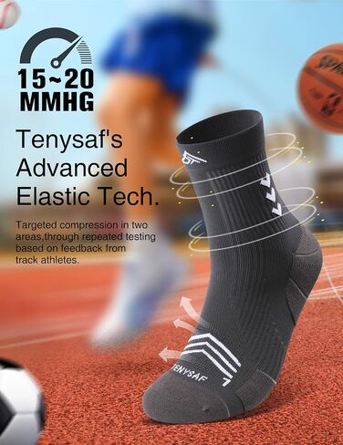 Compression Sport Running Socks: Athletic Crew Socks for Men Women Cycling Hiking Basketball Work,3 Pairs in Kuwait