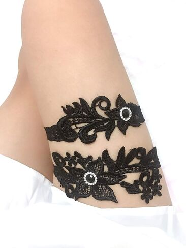 Something Blue for Bride on Wedding Garter Set Lace Wedding Garter for Bride Garter Belt Set 2 Pcs in Saudi Arabia