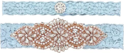 Something Blue for Bride on Wedding Garter Set Lace Wedding Garter for Bride Garter Belt Set 2 Pcs in Saudi Arabia