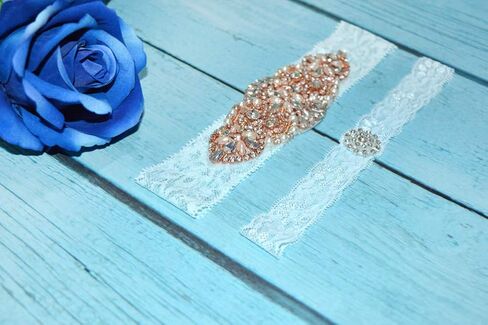 Something Blue for Bride on Wedding Garter Set Lace Wedding Garter for Bride Garter Belt Set 2 Pcs in Saudi Arabia