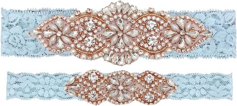 Something Blue for Bride on Wedding Garter Set Lace Wedding Garter for Bride Garter Belt Set 2 Pcs in Saudi Arabia