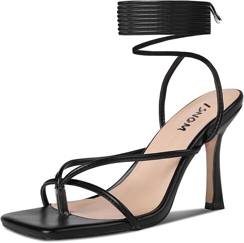 Isnom Lace Up Heels Sandals for Women و Square Toe و Open Toe Thong و Desileth Heels Design in Kuwait