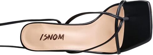 Isnom Lace Up Heels Sandals for Women و Square Toe و Open Toe Thong و Desileth Heels Design in Kuwait