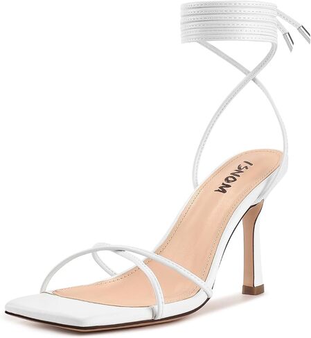 Isnom Lace Up Heels Sandals for Women و Square Toe و Open Toe Thong و Desileth Heels Design in Kuwait