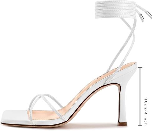 Isnom Lace Up Heels Sandals for Women و Square Toe و Open Toe Thong و Desileth Heels Design in Kuwait