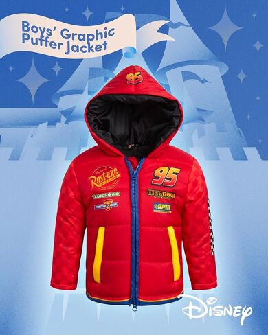 Disney Boys' Puffer Jacket - Cozy Full Zip Up Hooded Mickey Mouse, Cars and Buzz Lightyear Jackets for Boys (Sizes: 2T-7) in Saudi Arabia