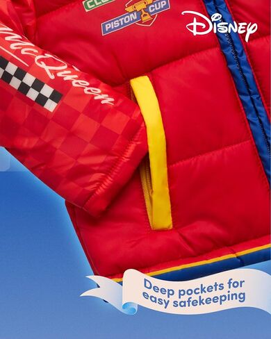 Disney Boys' Puffer Jacket - Cozy Full Zip Up Hooded Mickey Mouse, Cars and Buzz Lightyear Jackets for Boys (Sizes: 2T-7) in Saudi Arabia