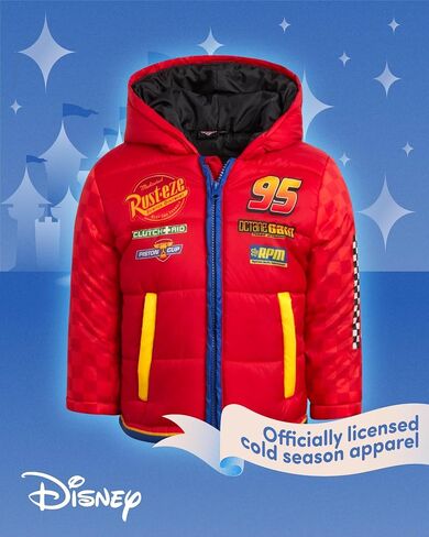 Disney Boys' Puffer Jacket - Cozy Full Zip Up Hooded Mickey Mouse, Cars and Buzz Lightyear Jackets for Boys (Sizes: 2T-7) in Saudi Arabia