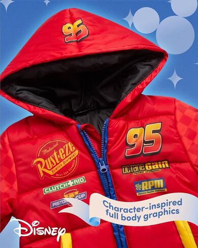 Disney Boys' Puffer Jacket - Cozy Full Zip Up Hooded Mickey Mouse, Cars and Buzz Lightyear Jackets for Boys (Sizes: 2T-7) in Saudi Arabia