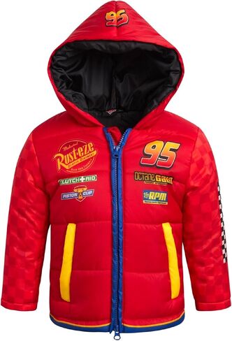 Disney Boys' Puffer Jacket - Cozy Full Zip Up Hooded Mickey Mouse, Cars and Buzz Lightyear Jackets for Boys (Sizes: 2T-7) in Saudi Arabia