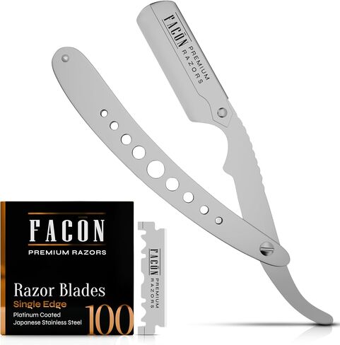 100 BLADES + Facón Classic Professional Straight Edge Barber Razor - Salon Quality Cut Throat Shavette in Kuwait