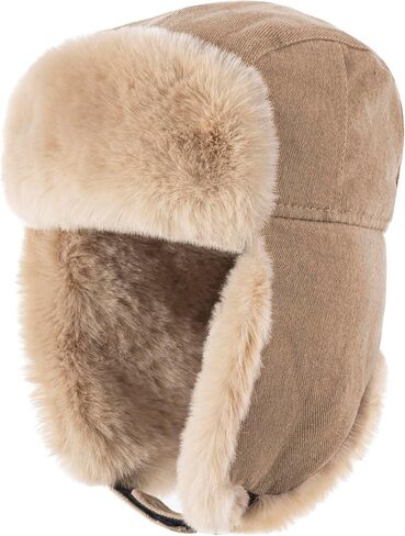 Trapper Hat Warm Windproof Winter Trooper Hats with Earflaps Faux Fur Hunting Hat for Women Men in Saudi Arabia