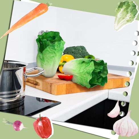 Zeyune 4 Pcs Fake Lettuce Fake Vegetable Realistic Artificial Vegetables for Decoration, Home Kitchen Decor, Simulation, PU in Saudi Arabia