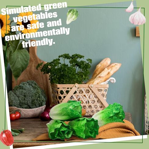 Zeyune 4 Pcs Fake Lettuce Fake Vegetable Realistic Artificial Vegetables for Decoration, Home Kitchen Decor, Simulation, PU in Saudi Arabia