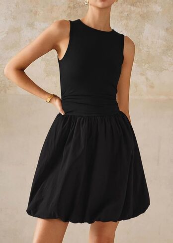 KIRUNDO Summer Bubble Dress for Women 2025 Casual Mini Spring Bodycon Cocktail Dresses Sleeveless Drop Waist Sundress Beach in Saudi Arabia