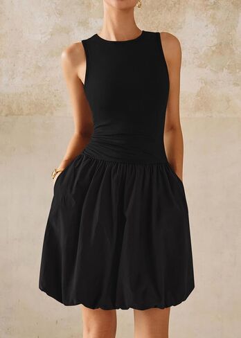 KIRUNDO Summer Bubble Dress for Women 2025 Casual Mini Spring Bodycon Cocktail Dresses Sleeveless Drop Waist Sundress Beach in Saudi Arabia