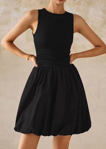 KIRUNDO Summer Bubble Dress for Women 2025 Casual Mini Spring Bodycon Cocktail Dresses Sleeveless Drop Waist Sundress Beach in Saudi Arabia