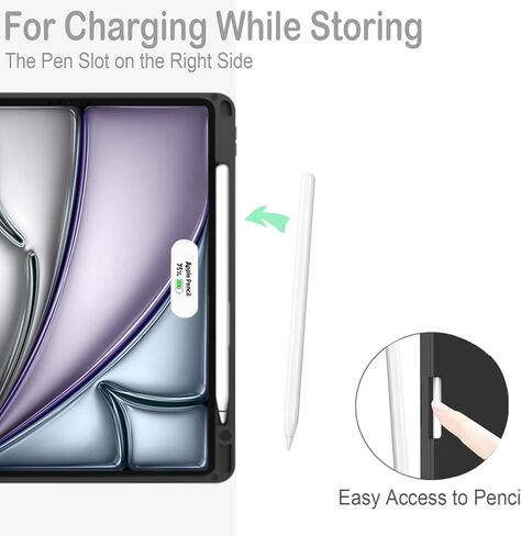 Feams Case for iPad Air 11-inch M2 (2024) / iPad Air 5th/4th Generation Case 10.9 Inch 2022 2020 Flip Stand Auto Wake/Sleep Cover with Pencil Holder & Pocket, Purple Garden in Kuwait