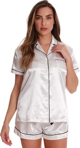 Just Love Solid Satin Pajama Short Set for Women Sleepwear PJs in Saudi Arabia