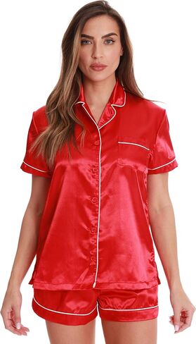 Just Love Solid Satin Pajama Short Set for Women Sleepwear PJs in Saudi Arabia