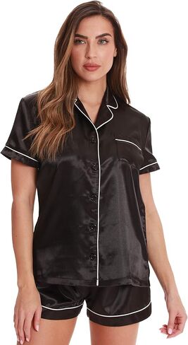 Just Love Solid Satin Pajama Short Set for Women Sleepwear PJs in Kuwait