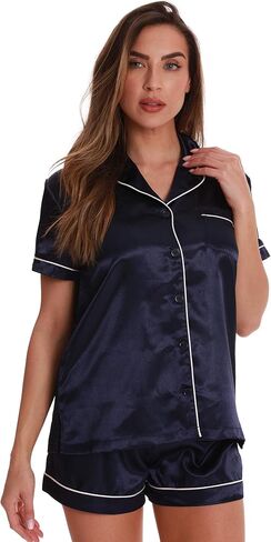 Just Love Solid Satin Pajama Short Set for Women Sleepwear PJs in Saudi Arabia