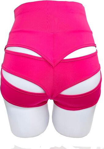 Women Sexy Cutout Underwear Retro Sports Yoga Booty Shorts Club Dance Night Wear in Kuwait