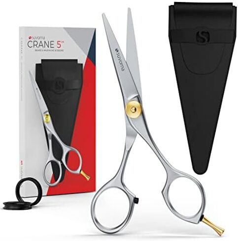 Suvorna 5" Mustache And Beard Scissors for Men, Salons, Barber, Hairdresser & Professional. Hair Cutting Scissors made with Stainless steel for Trimming & Grooming Scissors for Facial, Nose, Ear Hair. in Kuwait
