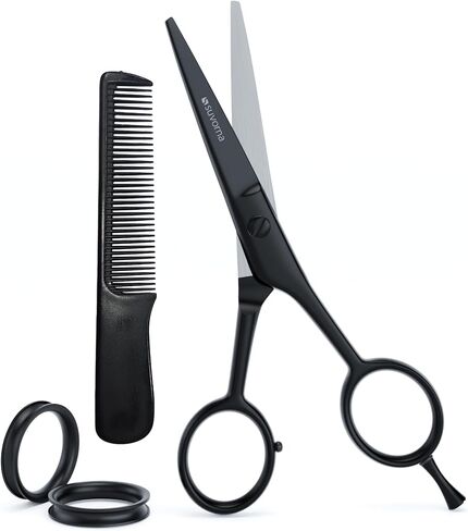 Suvorna 5" Mustache And Beard Scissors for Men, Salons, Barber, Hairdresser & Professional. Hair Cutting Scissors made with Stainless steel for Trimming & Grooming Scissors for Facial, Nose, Ear Hair. in Saudi Arabia