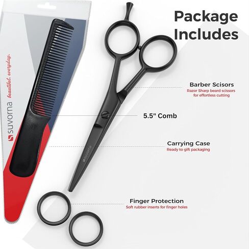 Suvorna 5" Mustache And Beard Scissors for Men, Salons, Barber, Hairdresser & Professional. Hair Cutting Scissors made with Stainless steel for Trimming & Grooming Scissors for Facial, Nose, Ear Hair. in Saudi Arabia