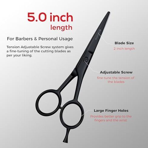 Suvorna 5" Mustache And Beard Scissors for Men, Salons, Barber, Hairdresser & Professional. Hair Cutting Scissors made with Stainless steel for Trimming & Grooming Scissors for Facial, Nose, Ear Hair. in Saudi Arabia