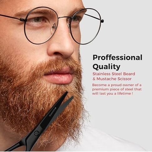 Suvorna 5" Mustache And Beard Scissors for Men, Salons, Barber, Hairdresser & Professional. Hair Cutting Scissors made with Stainless steel for Trimming & Grooming Scissors for Facial, Nose, Ear Hair. in Saudi Arabia