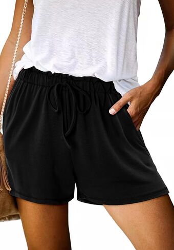 Angerella Womens Shorts with Pockets Summer Casual Shorts for Women Comfy Elastic Waist Lightweight Short Pants in Kuwait