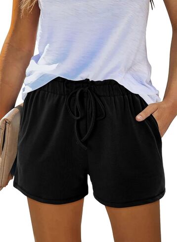 Angerella Womens Shorts with Pockets Summer Casual Shorts for Women Comfy Elastic Waist Lightweight Short Pants in Kuwait