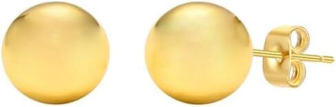 14K Gold Ball Stud Earrings - Choose from Yellow, Rose, or White Gold - Multiple Options Available in Saudi Arabia