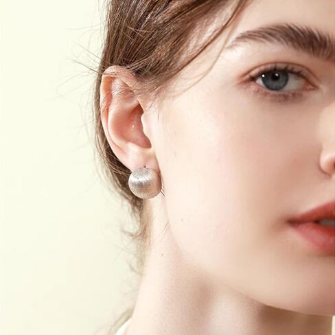 Gold Half Ball Earring for Women Fashion Vintage Round Ball Earrings Mattle Brushed Button Earrings in Saudi Arabia
