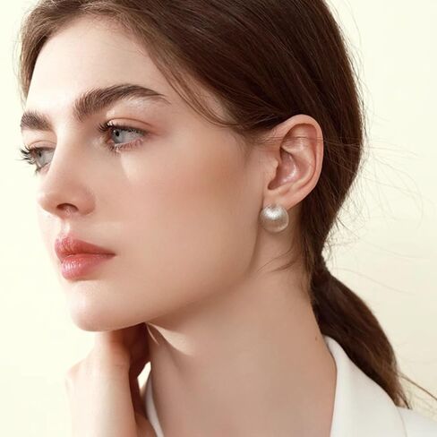 Gold Half Ball Earring for Women Fashion Vintage Round Ball Earrings Mattle Brushed Button Earrings in Saudi Arabia