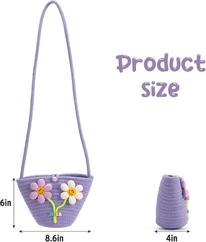 Kids Purse for Girls Age 2-14, Purple Toddler Purse with Beaded and Flowers, Kids Crossbody Bag Gifts for Christmas, Birthday in Saudi Arabia