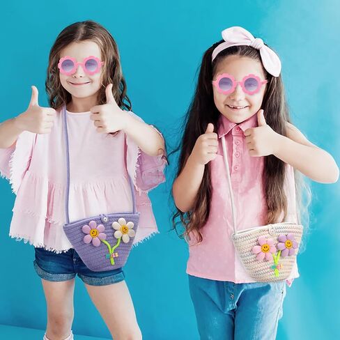 Kids Purse for Girls Age 2-14, Purple Toddler Purse with Beaded and Flowers, Kids Crossbody Bag Gifts for Christmas, Birthday in Saudi Arabia