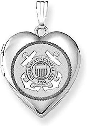 Picturesongold.com Sterling Silver Coast Guard Locket 3/4 بوصة × 3/4 بوصة in Kuwait