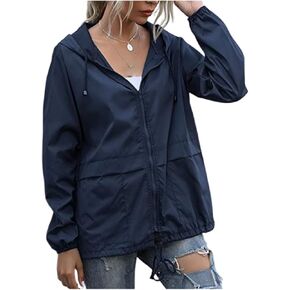 Cdiecer Women's Raincoats Lightweight Rain Jacket Waterproof Windproof Rain Coat Adjustable Hooded Windbreaker with Pockets