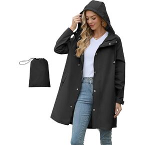 American Trends Packable Waterproof Rain Jacket Women with Hood Raincoat Windbreaker Long Hooded Trench Coats S-2XL Available